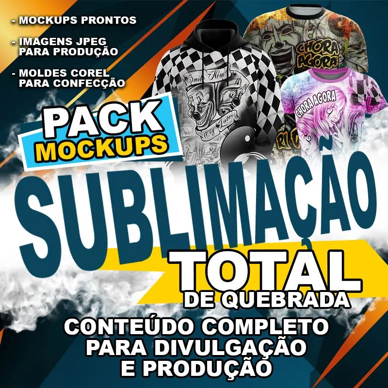 PACK MOCKUPS SUBLIMAÇÃO TOTAL DE QUEBRADA