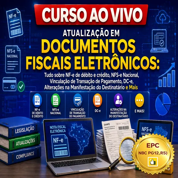 Ao Vivo - 27/05/2026 - ATUALIZAÇÃO EM DOCUMENTOS FISCAIS ELETRÔNICOS: Tudo Sobre NF-e de Débito e Crédito, NFS-e Nacional, Vinculação de Transação de Pagamento, DC-e, Alterações na Manifestação do Des