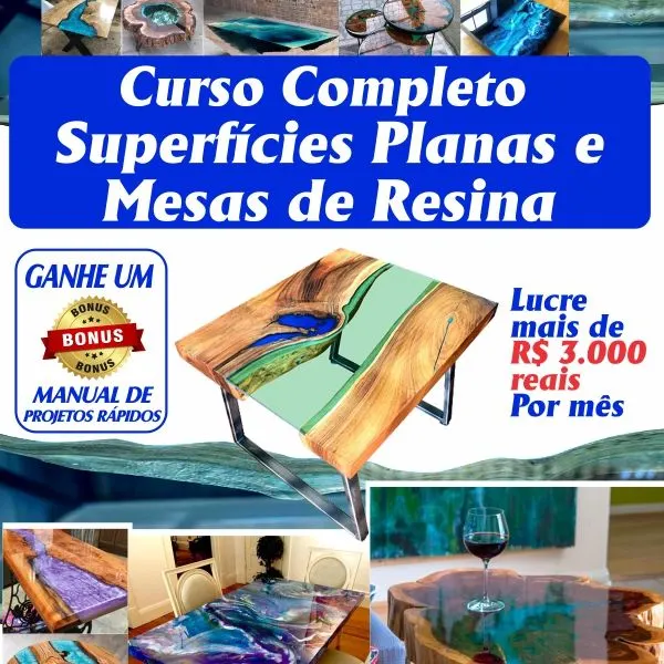 Curso Completo Superfícies Planas e Mesas de Resina