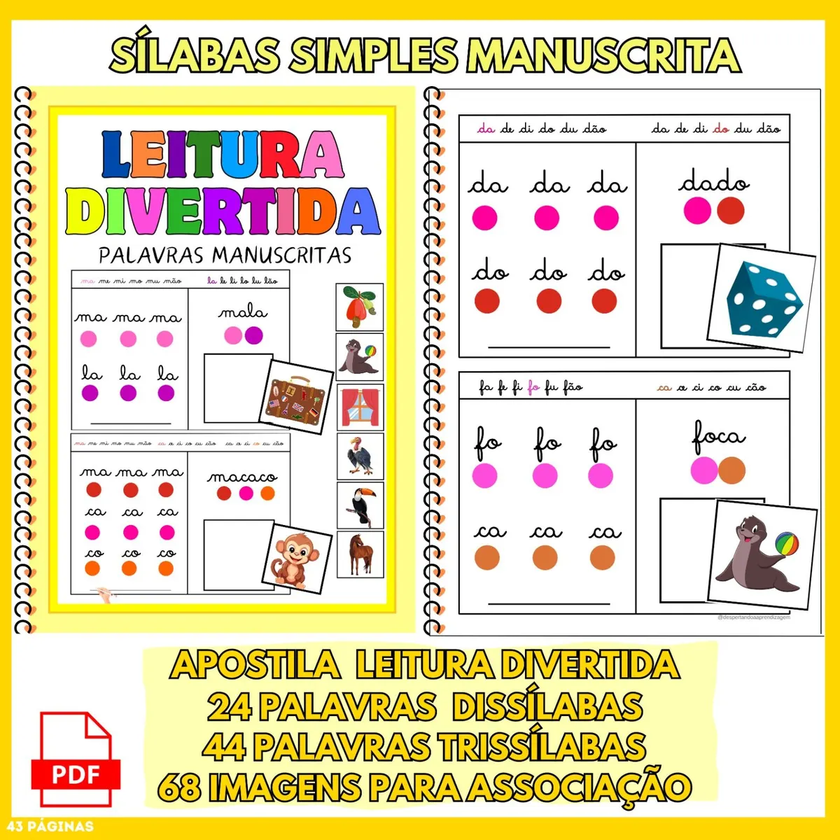 APOSTILA LEITURA DIVERTIDA SÍLABAS MANUSCRITAS