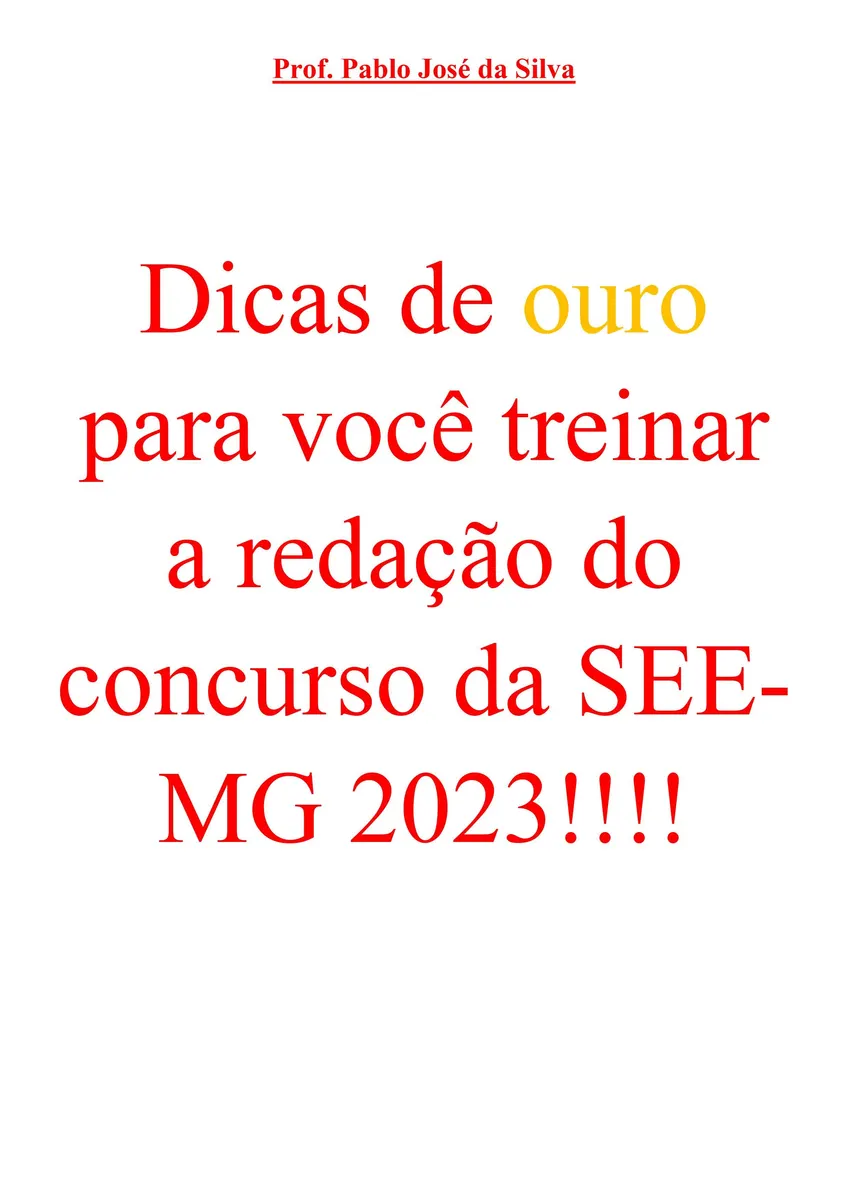Dicas de ouro para você treinar a redação do concurso da SEE-MG 2023!!!!!