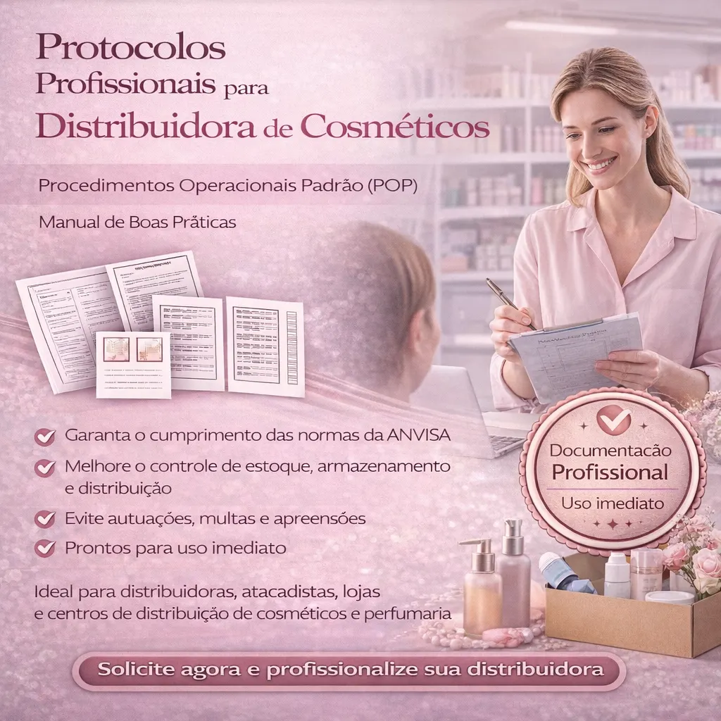 PACK COM 50 DOCUMENTOS: POP'S DISTRIBUIDORA DE COSMÉTICOS, MANUAL DE BOAS PRÁTICAS, FICHAS DE CONTROLE E PLANILHAS