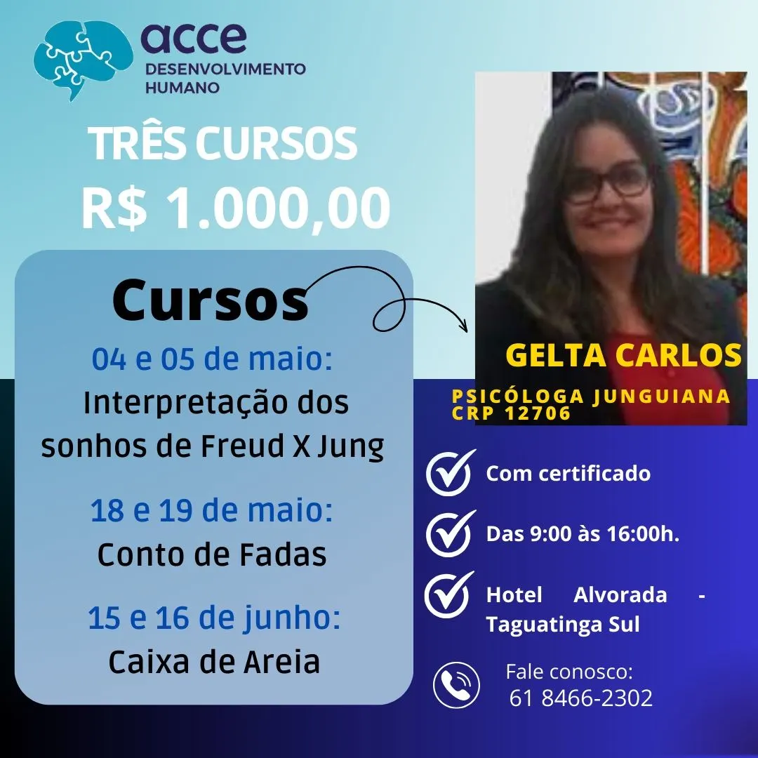 Combo dos 3 cursos (Interpretação dos Sonhos de Freud x Jung, Contos de Fadas, Caixa de Areia)