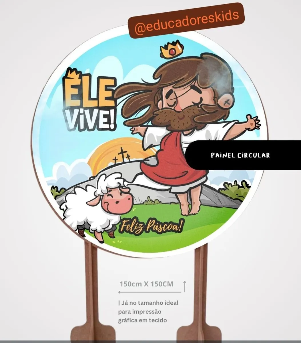 Painel redondo Páscoa Ele vive