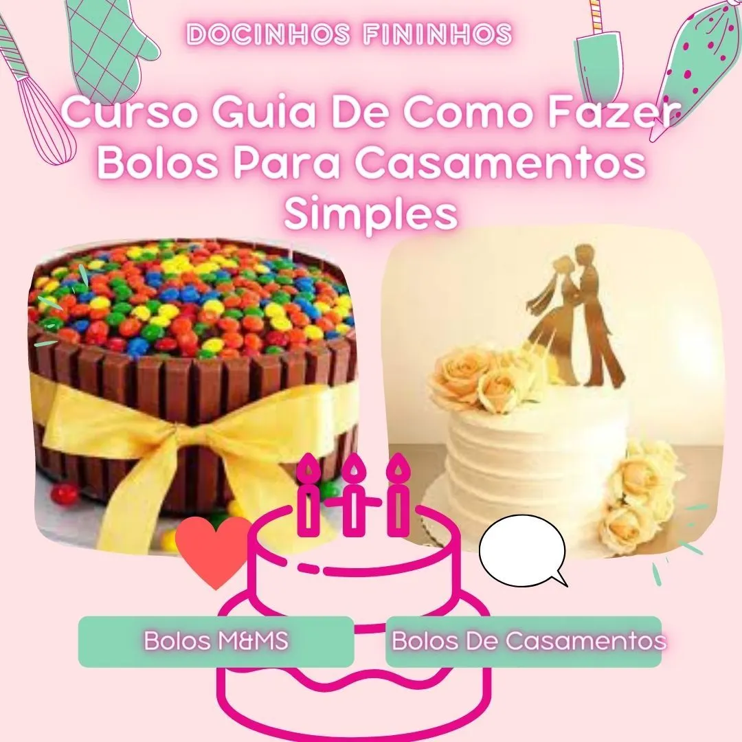 Kit Combo de Cursos Guia de Bolos Para Casamentos Simples - 5 Cursos em 1