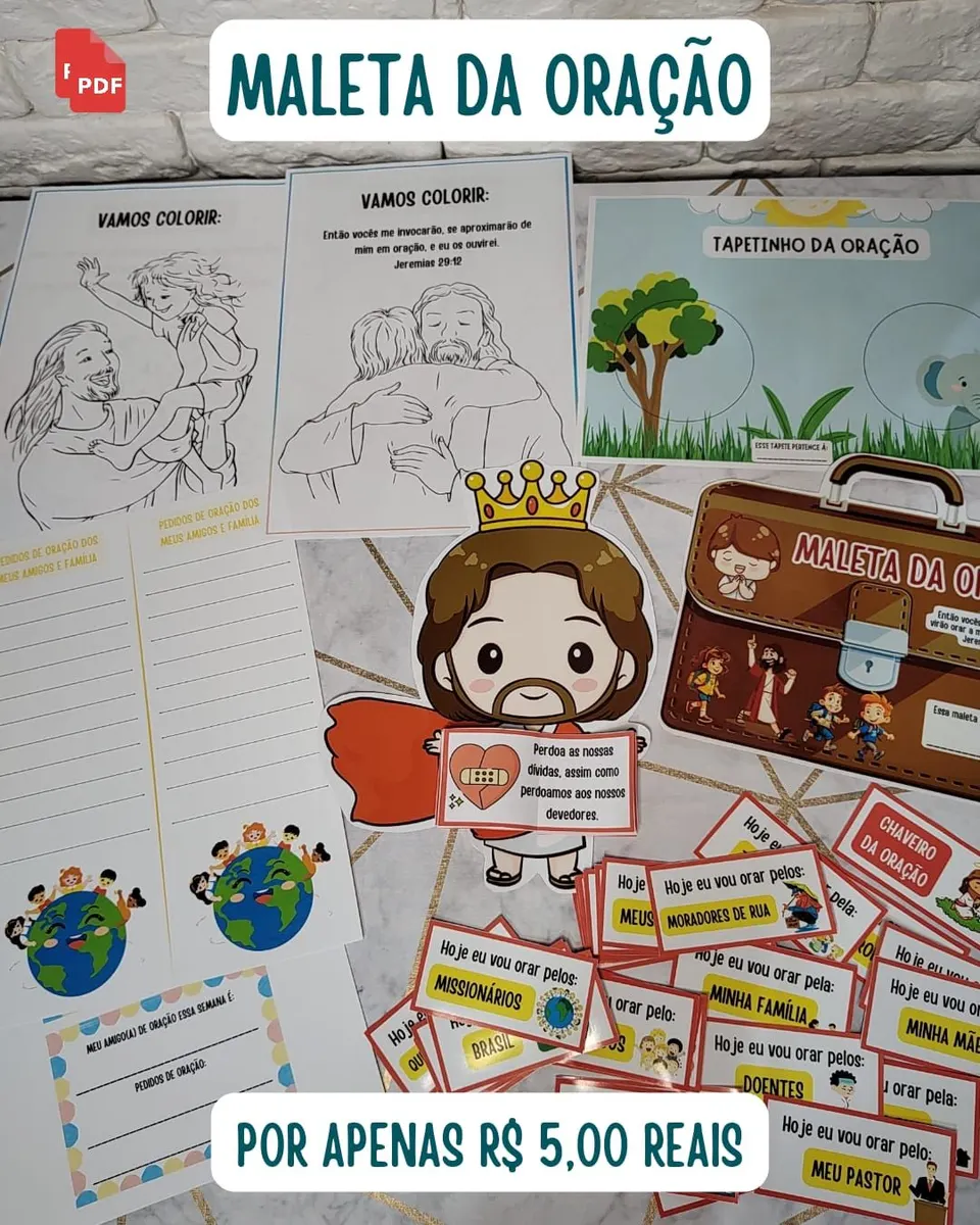 MALETA DE ORAÇÃO COM VISUAL DO PAI NOSSO E PLANO DE AULA 💼🛐