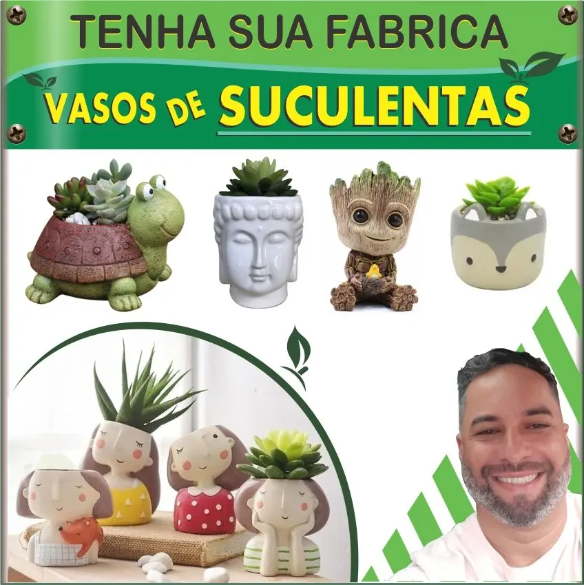 Vasos de Suculentas e Cactos curso de formas e moldes fabricar do zero