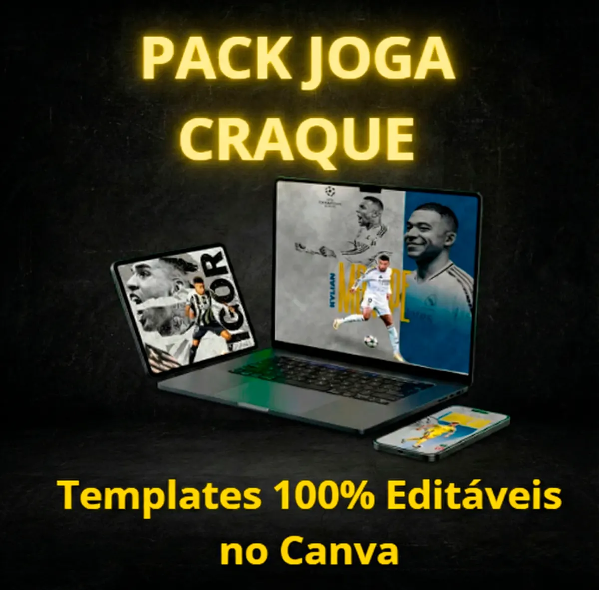 Pack Joga Craque: Artes Editáveis de Futebol (Templates para Canva)