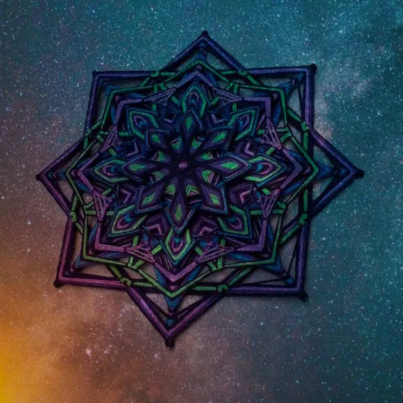 Flor Galática: Mandala de 8 pontas em Fios