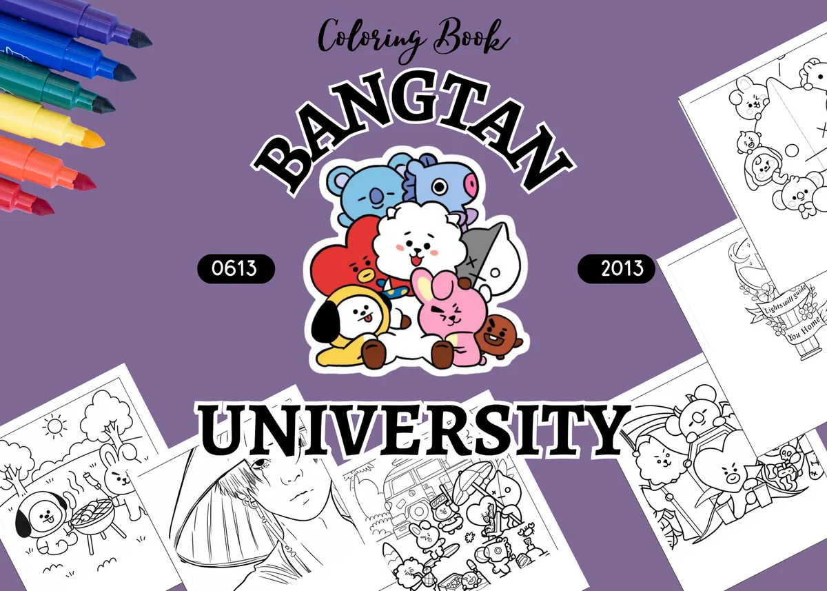 E-book para colorir com 51 designs incríveis do BTS e do BT21!