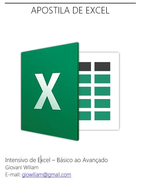 APOSTILA DE EXCEL DO BÁSICO AO INTERMEDIÁRIO - CURSO INTENSIVO