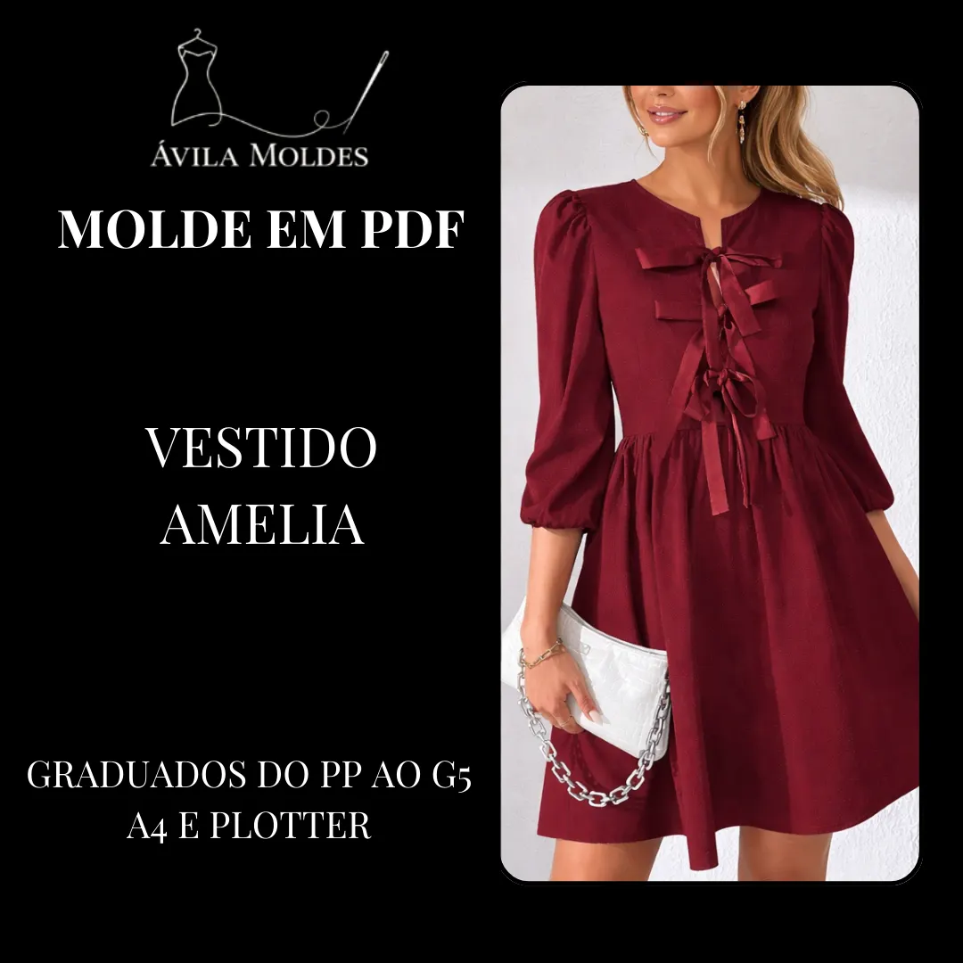 Molde em PDF - Vestido Amelia