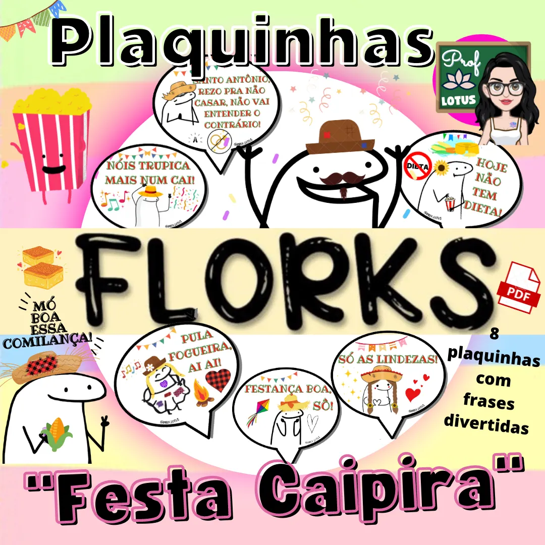 PLAQUINHAS FLORKS FESTA CAIPIRA