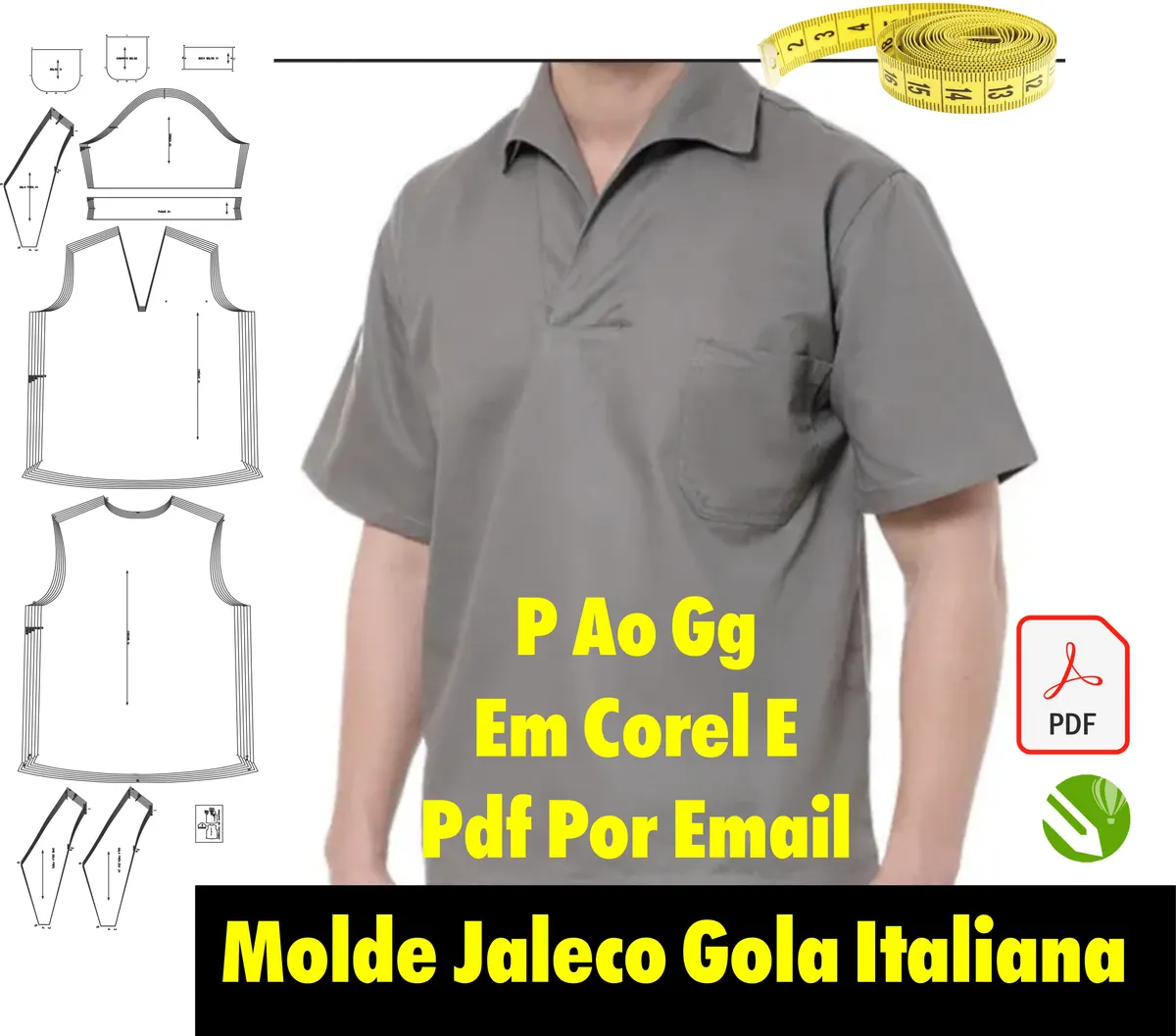 Molde Camisa Gola Italiana Operacional P Ao Gg Em Coreldraw E Pdf