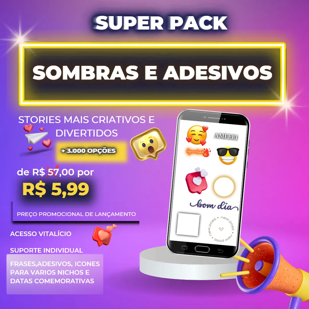 Pack de Sombras e Adesivos Criativos para Stories