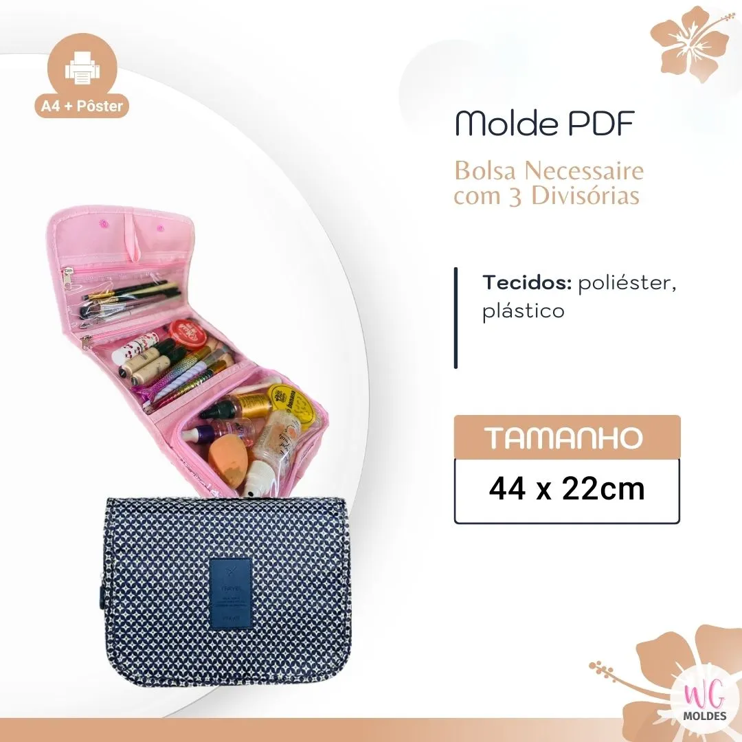 MOLDE BOLSA NECESSAIRE COM 3 BOLSOS