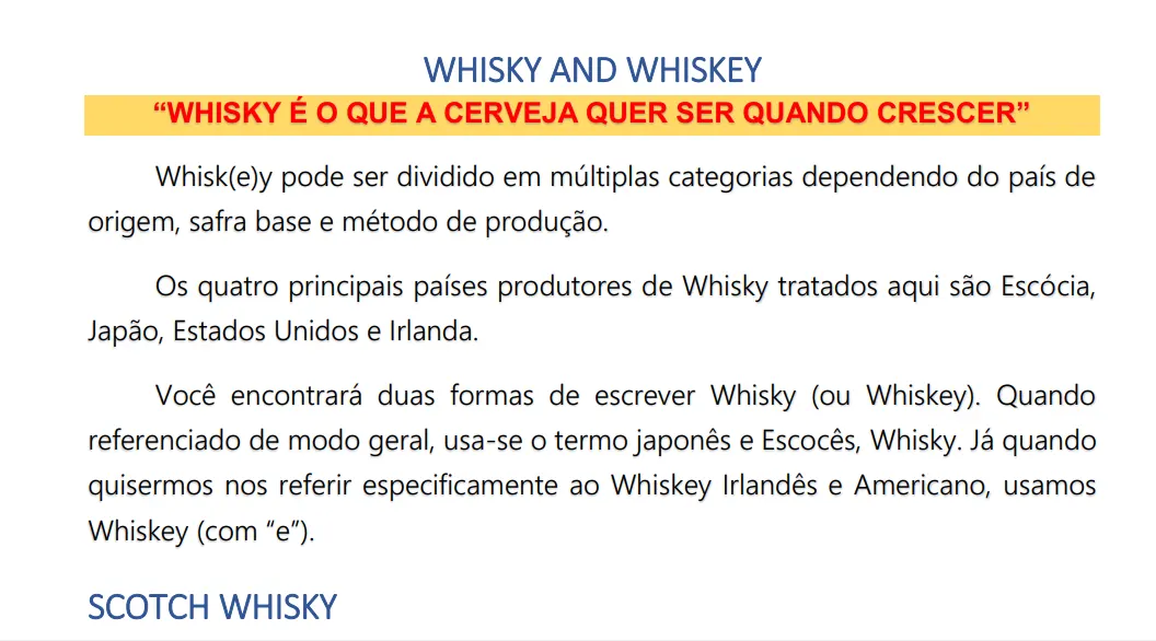 A verdadeira História e Processo de Fabricação do Whisky (Whiskey)