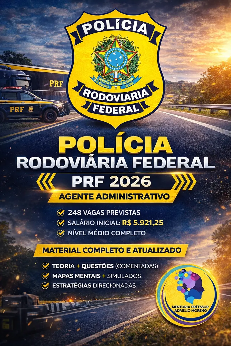 MATERIAL MAIS COMPLETO PARA PRF 2026 - AGENTE ADMINISTRATIVO