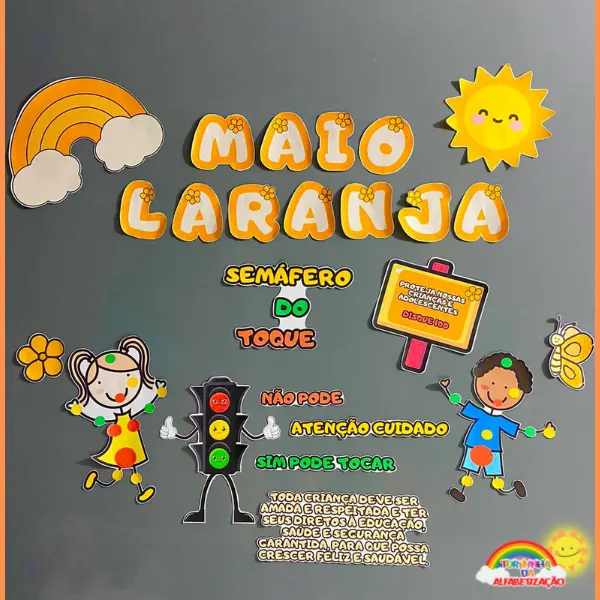 Painel Maio Laranja Semáforo do Toque.🌻👶👧
