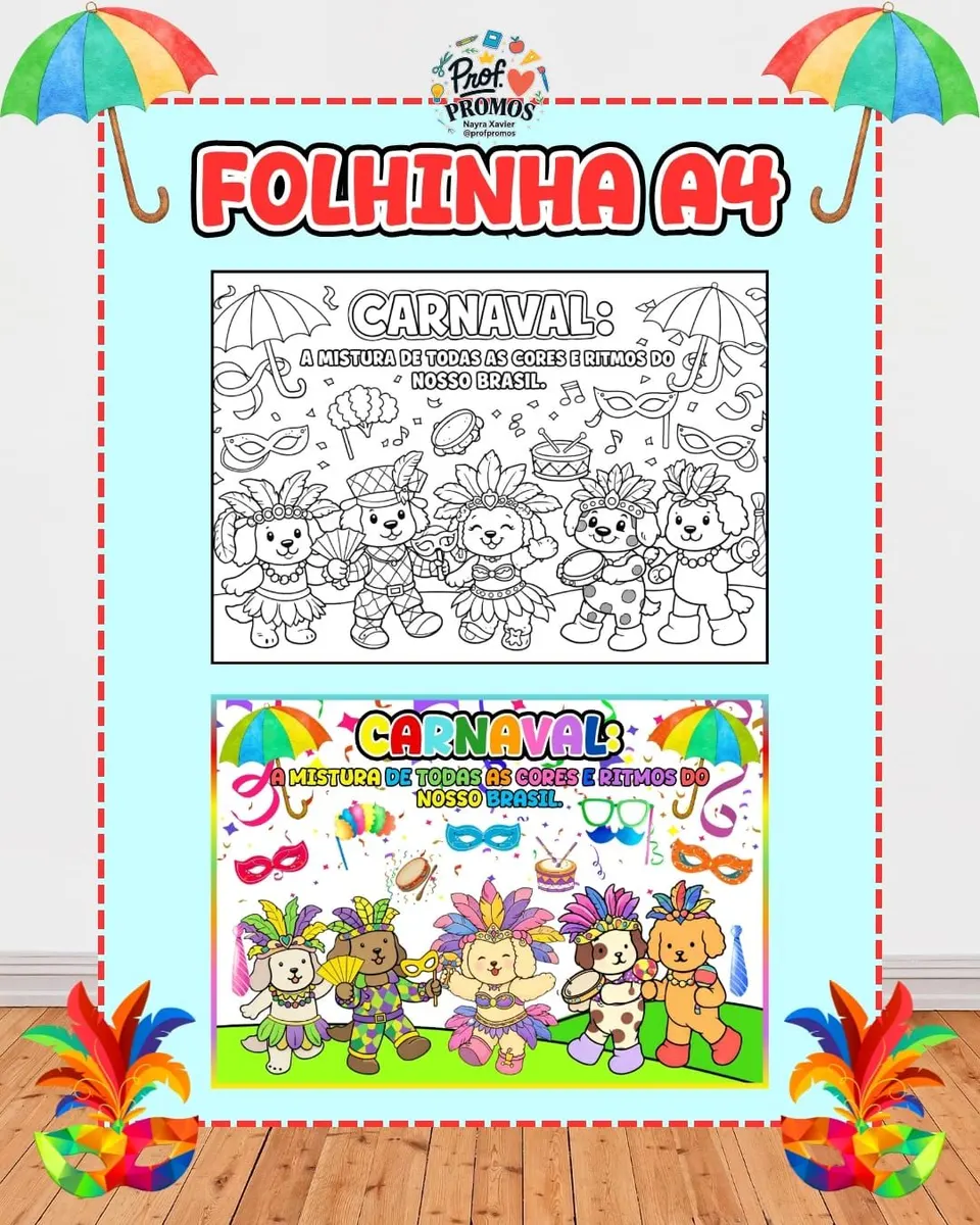 Kit Painéis de Carnaval + Folhinha A4 – Bobbie🎉🎭