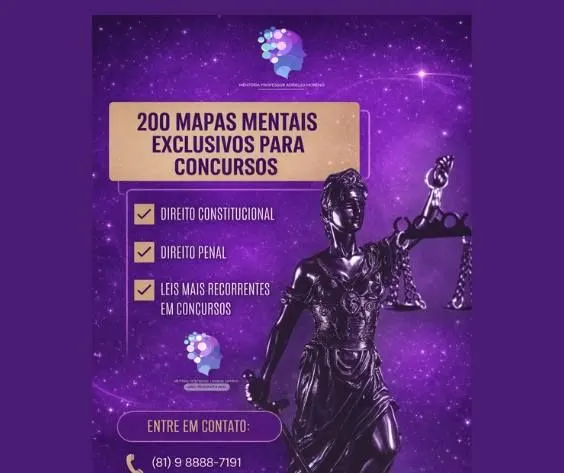 LEI SECA PARA CONCURSOS - CARREIRAS POLICIAIS, MAGISTRATURA, TRIBUNAIS E DELEGADO200 MAPAS MENTAIS ESQUEMATIZADOS -