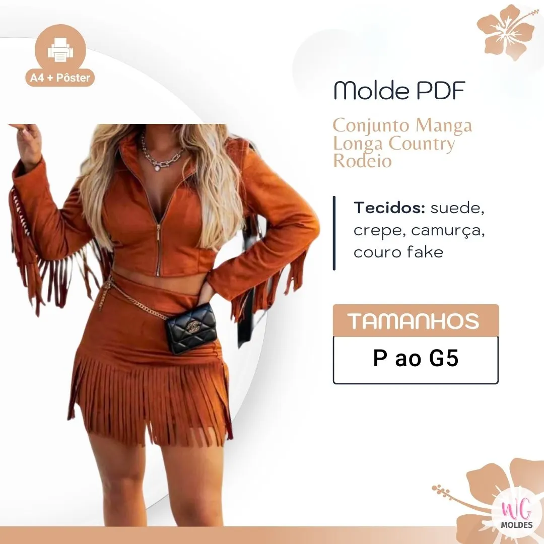 MOLDE CONJUNTO MINI SAIA E BLUSA MANGA LONGA COUNTRY RODEIO