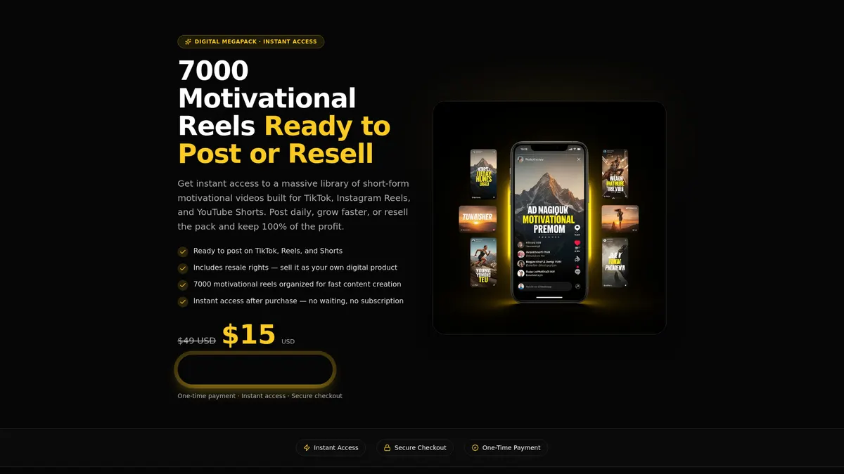 7000 Done-For-You Reels + 50,000 Digital Products Bonus Vault