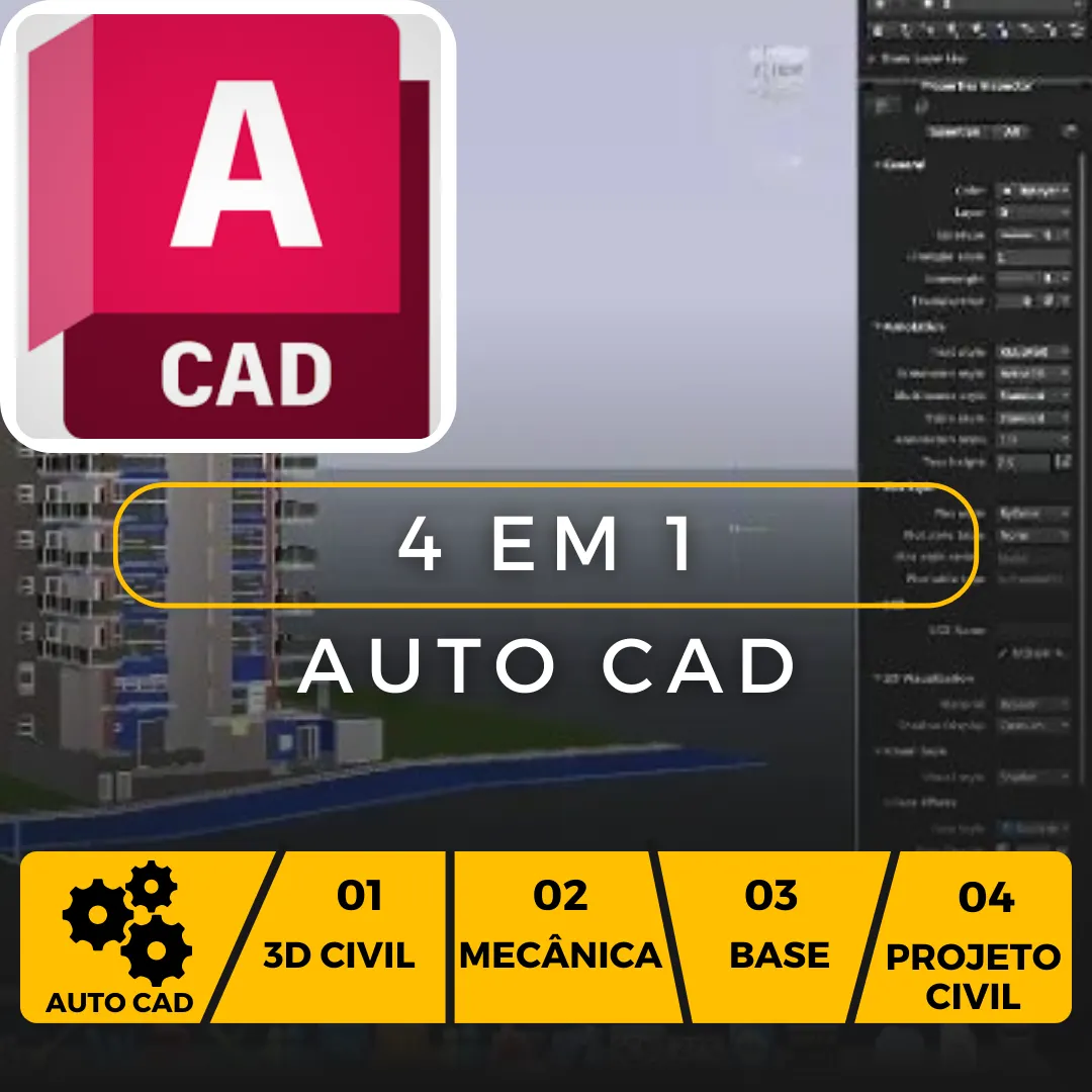 Curso AutoCAD - 4 em 1 - Video aulas em plataforma externa.