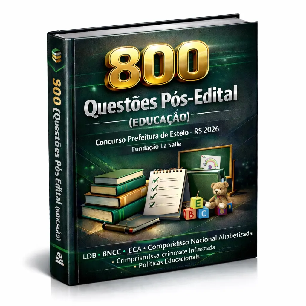 Concurso Prefeitura de Esteio (RS) – 2026 – 800 Questões Pós-Edital (Educação) – Banca Fundação La Salle – (LDB; BNCC; ECA; Compromisso Nacional Criança Alfabetizada; Primeira Infância; Políticas Educ