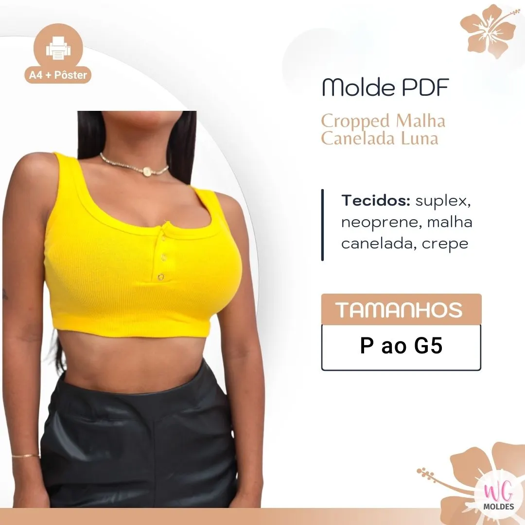 MOLDE CROPPED MALHA CANELADA LUNA