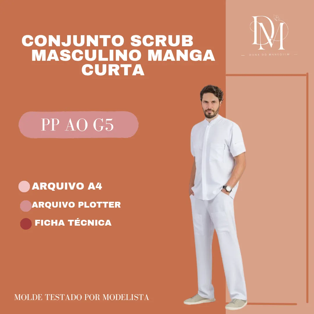 MOLDE CONJUNTO SCRUB MASCULINO MANGA CURTA