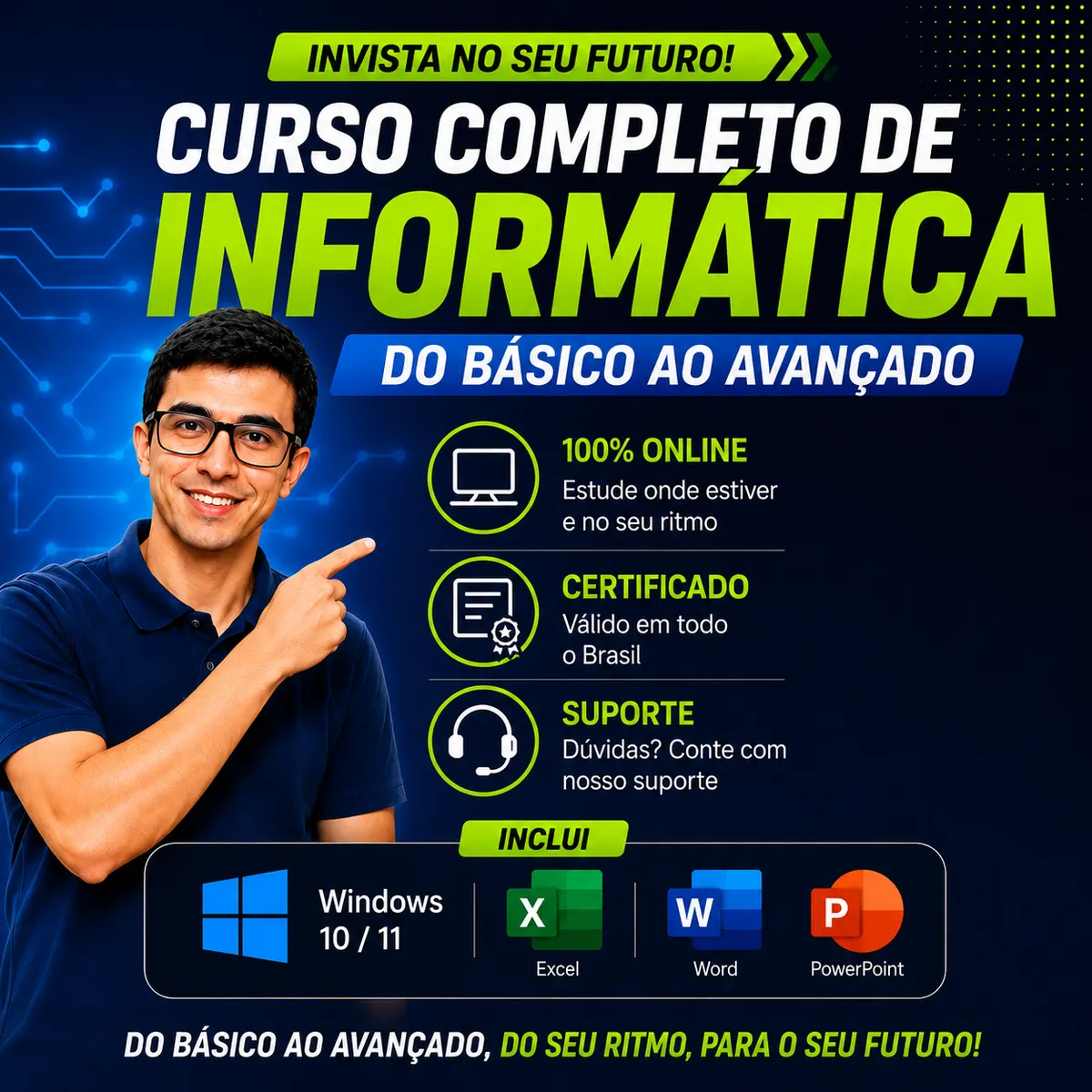 Curso Informática Essencial (Windows 10, Excel Básico ao Avançado, Word, Power Point) Acesso 12 Meses