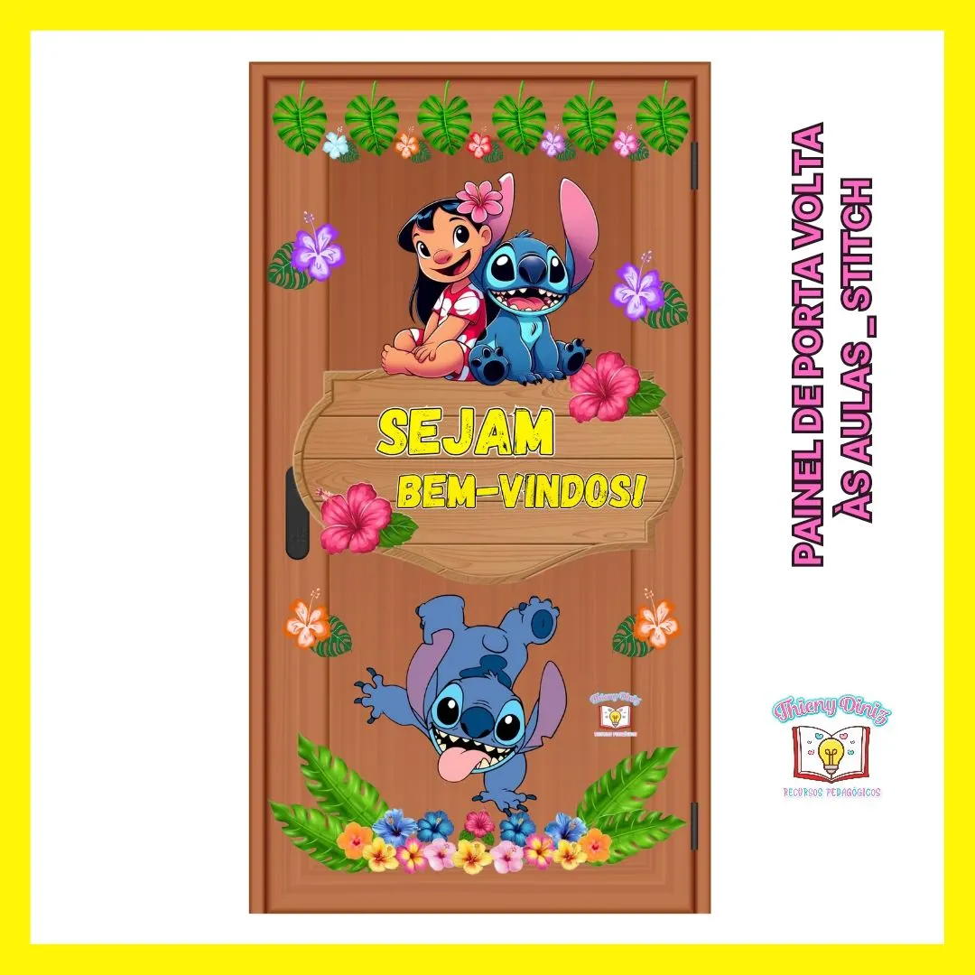 Painel de porta volta às aulas "Stitch "