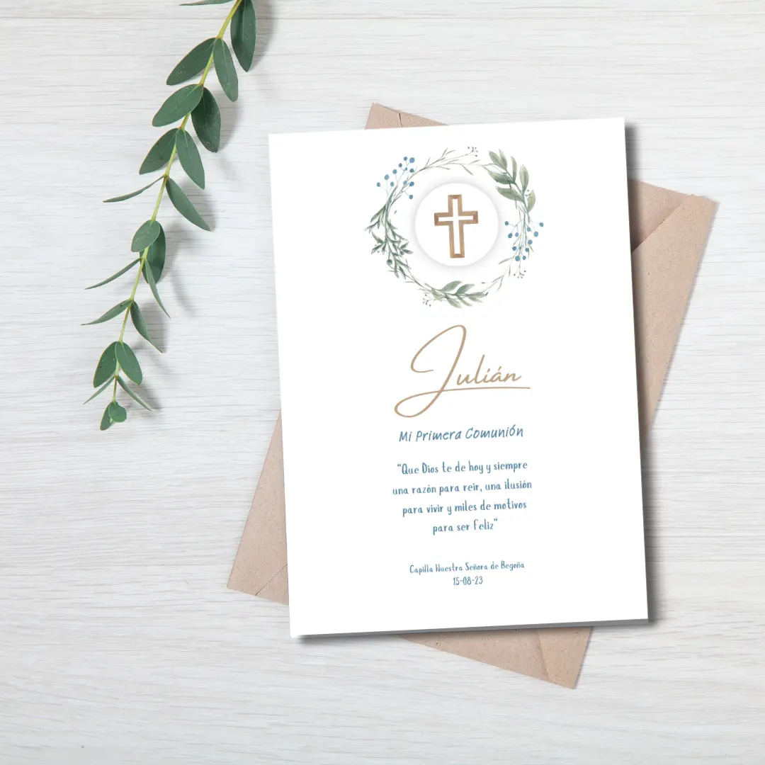 Plantilla Estampita para Comunión 100% Editable en Canva