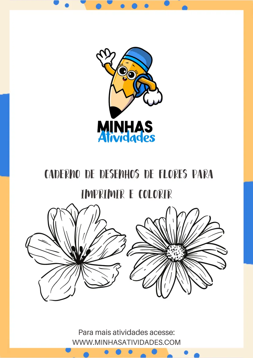 Caderno de Desenhos de Flores para Impressão e Colorir