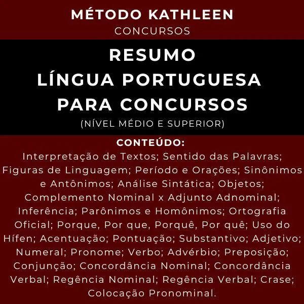 RESUMO Língua Portuguesa para Concursos – (Nível Médio e Superior) | Método Kathleen