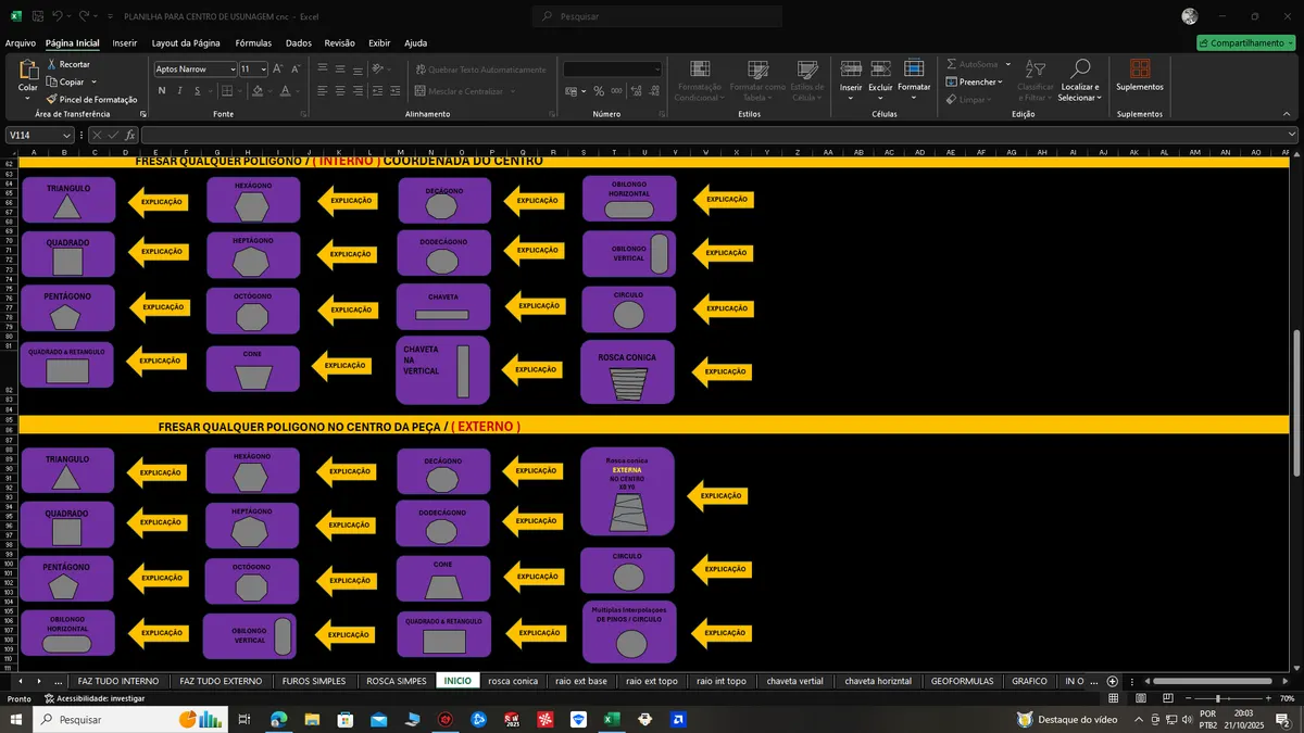 Planilha CNC FANUC – Programas Parametrizados e Fórmulas Geométricas Interativas