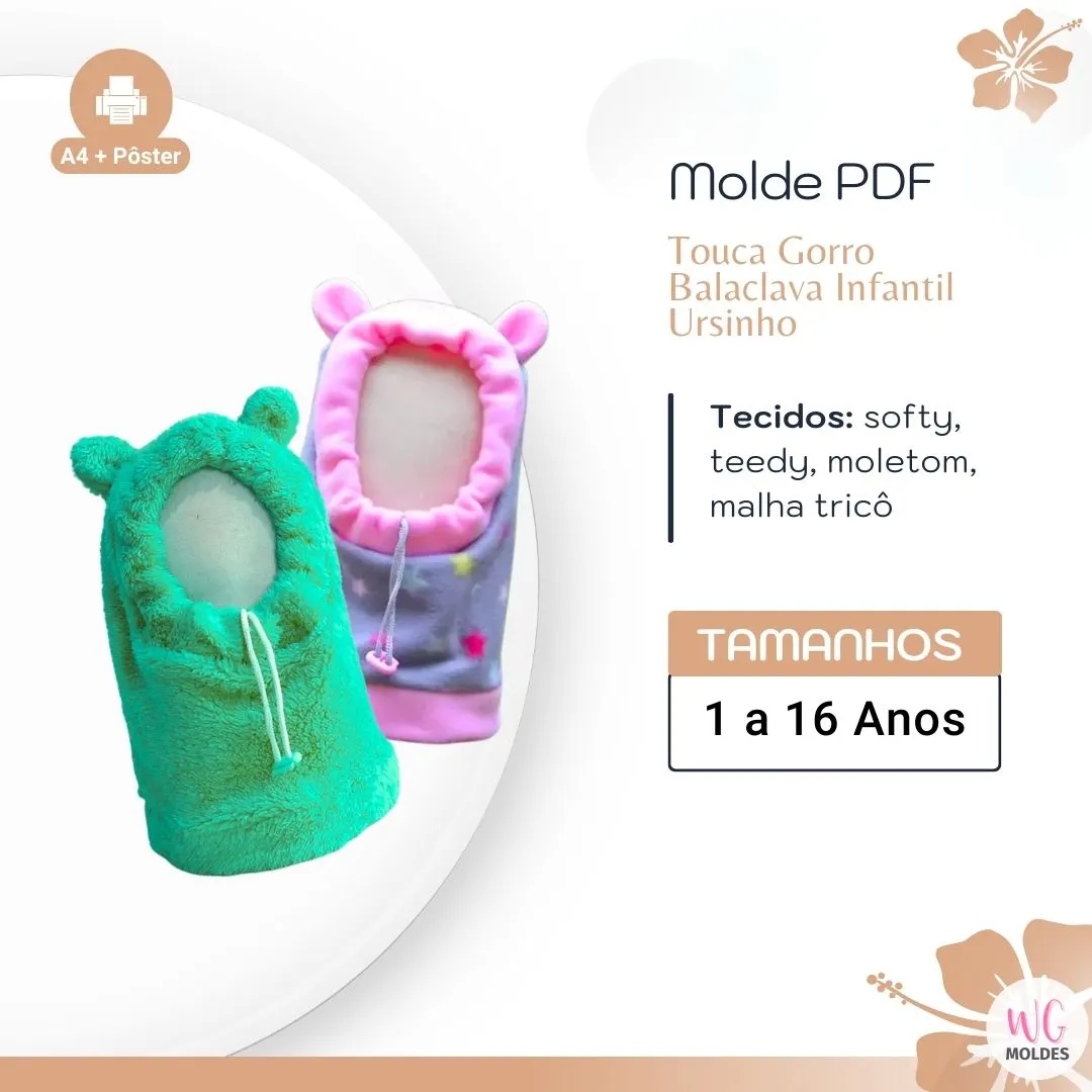 MOLDE TOUCA GORRO CAPUZ BALACLAVA INFANTIL