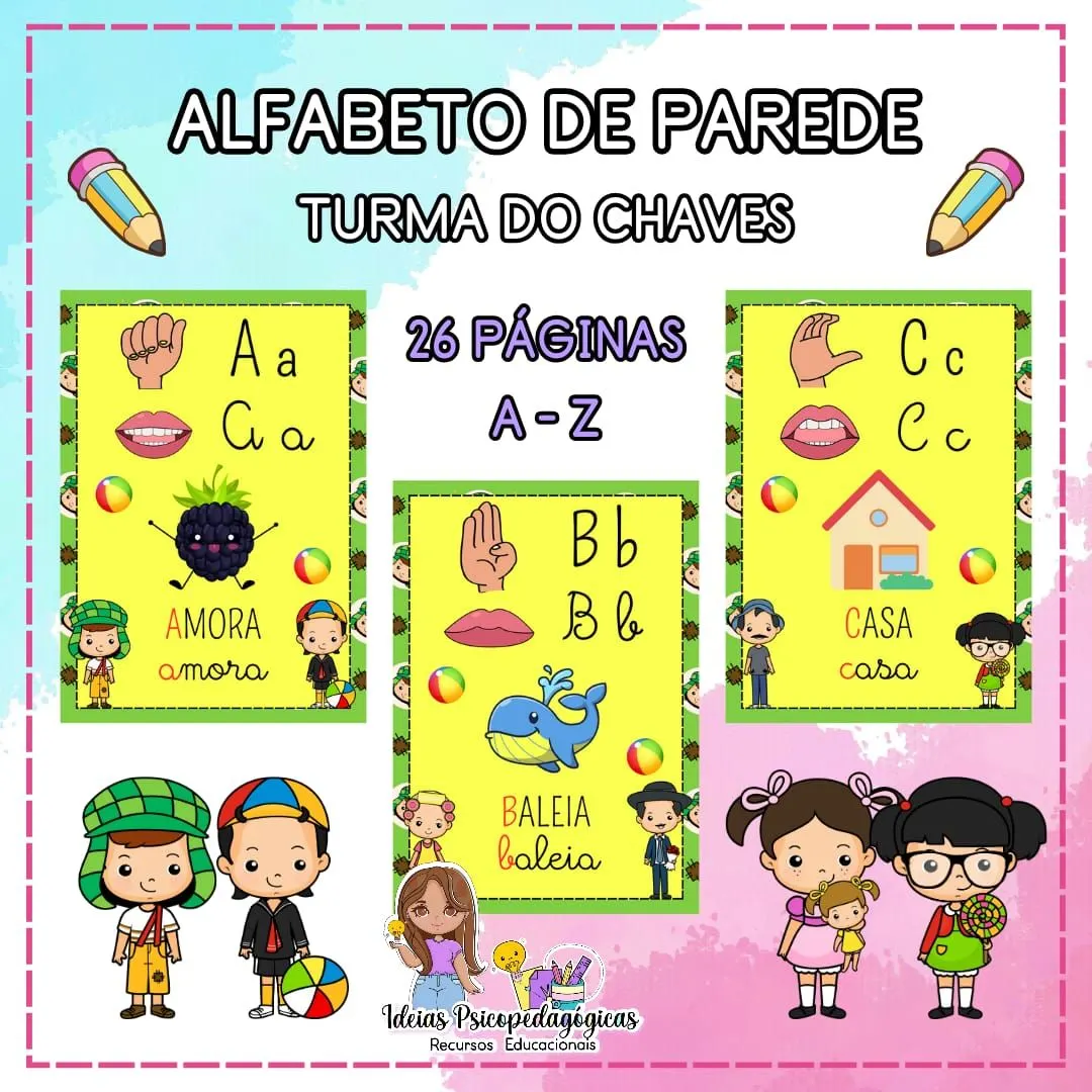 ALFABETO DE PAREDE 1– TURMA DO CHAVES ✨🥰