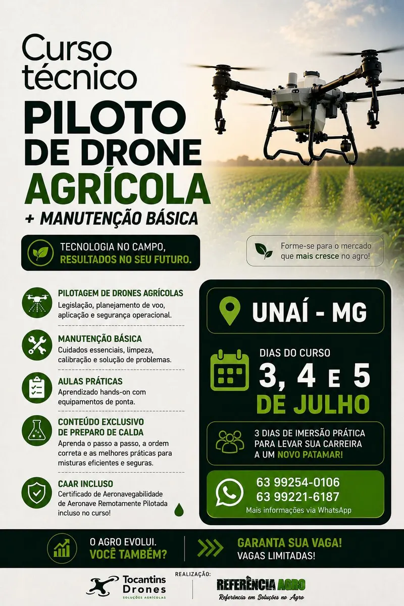 Curso Presencial de Pulverização Aeroagrícola com Drone: Operação Prática, Aplicação, Planejamento e Manutenção Básica