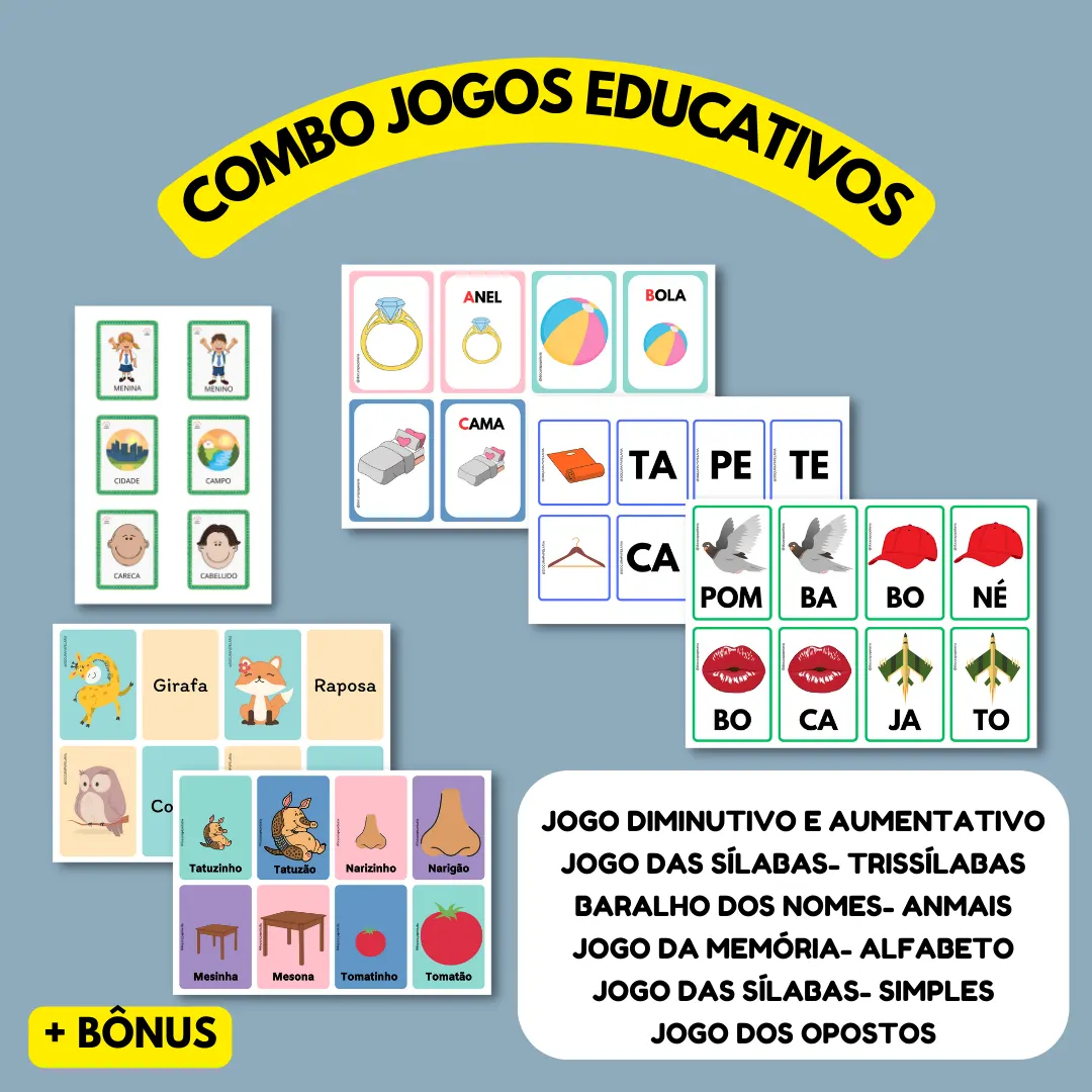 🎲 Combo de Jogos Educativos – Alfabetização e Linguagem