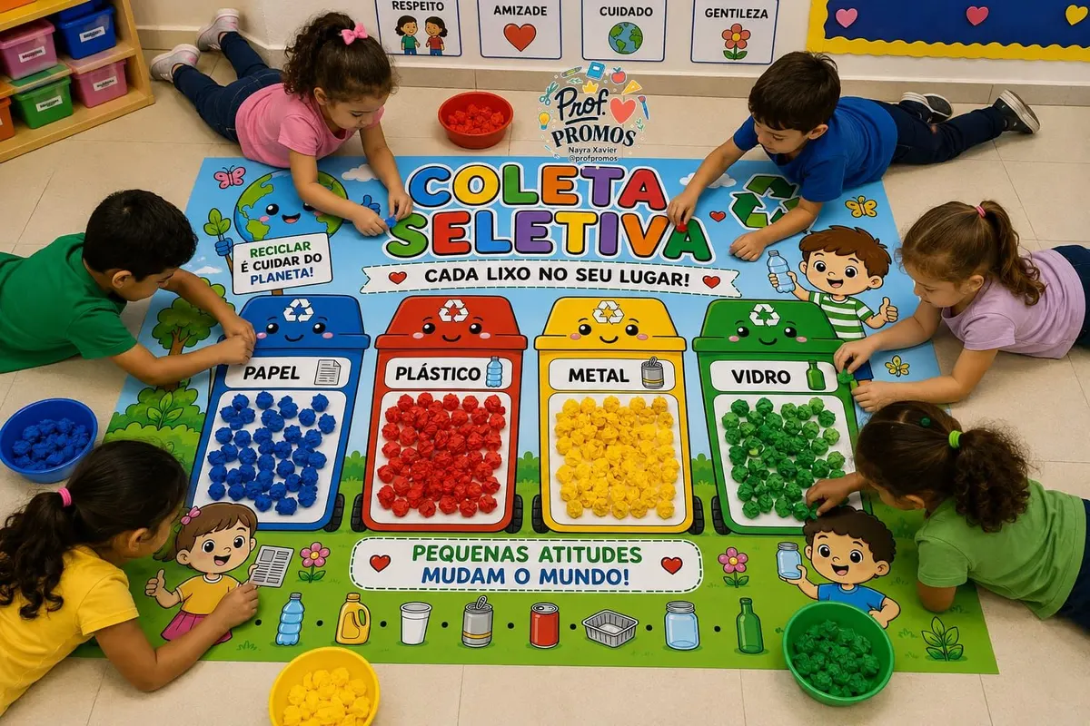 Painel Interativo Colorido - Coleta Seletiva