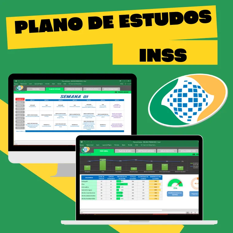 Plano de Estudos para INSS + 1.000 Questões Comentadas de Previdenciário - Vença o edital em 6 semanas!!