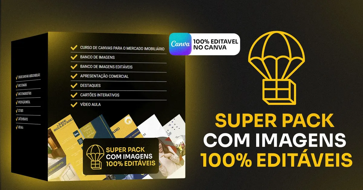Super pacote 100% editável CANVA para imóveis - BÔNUS 5X1