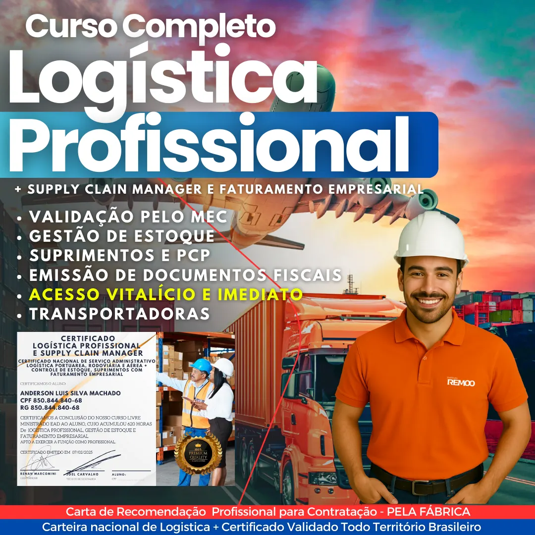 Curso Completo de Logístiva + Gestão de Estoque + Supply clain manager + Faturamento empresarial (Vídeo aula + Pdf)