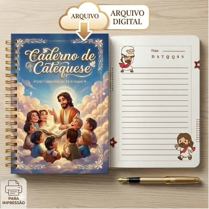 Caderno de Catequese Infantil (Arquivo Digital PDF) - Kit Completo para Imprimir