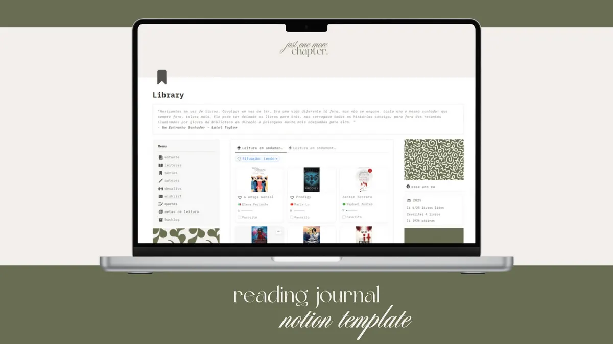 Reading Journal (Diário de Leitura) | Notion Template
