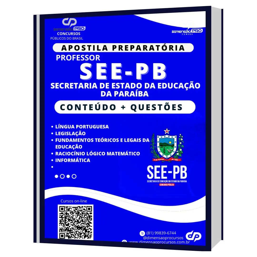 Apostila de Estudos em PDF para o concurso SEE-PB 2025 - Secretaria de educação do estado da Paraíba.