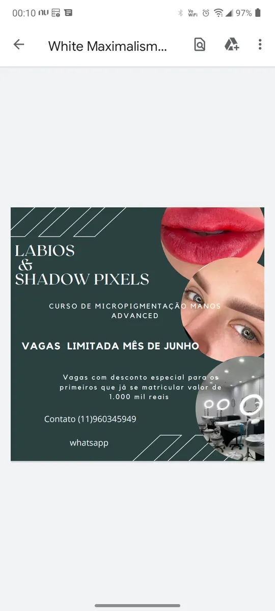 Curso de Micropigmentação Nano advanced lábios & sobrancelhas