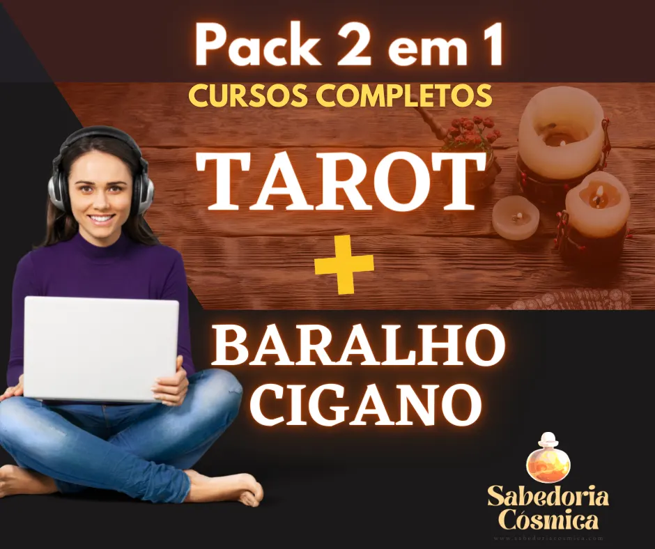 Pack 2 em 1 - TAROT e BARALHO CIGANO - TERAPÊUTICOS Cursos Completos